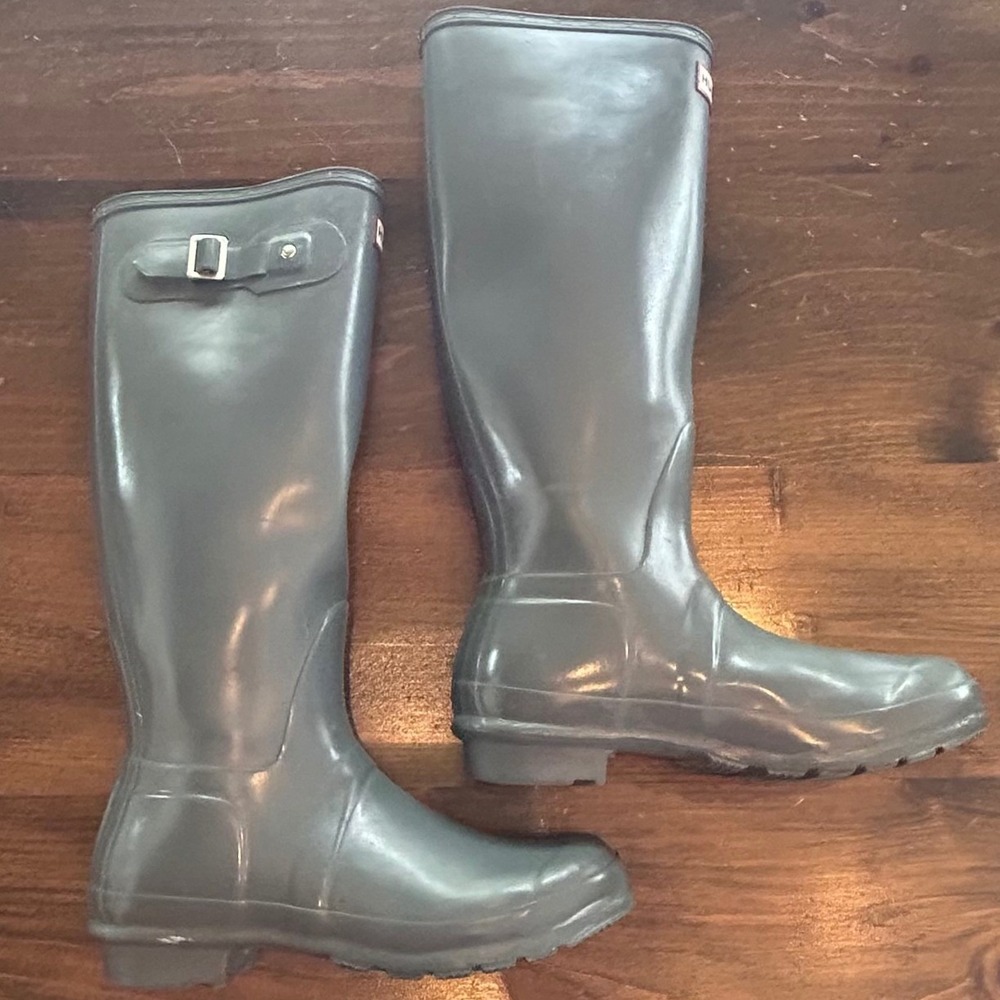 Hunter Original Gloss Tall Rain Boots Slate Gray W23616 Womens Size 8M 9F Unisex